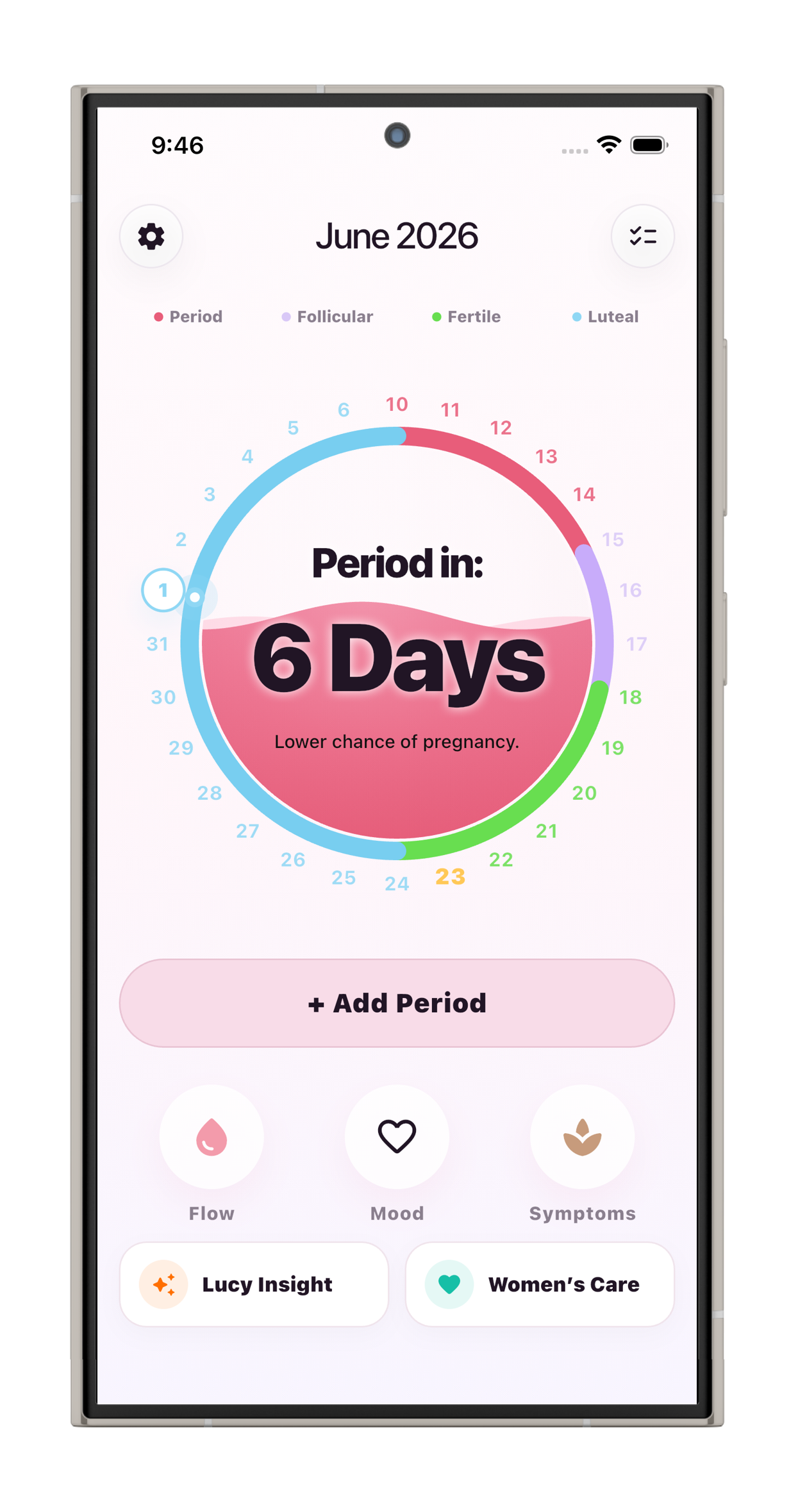 FemPal Period Tracker Screen 1