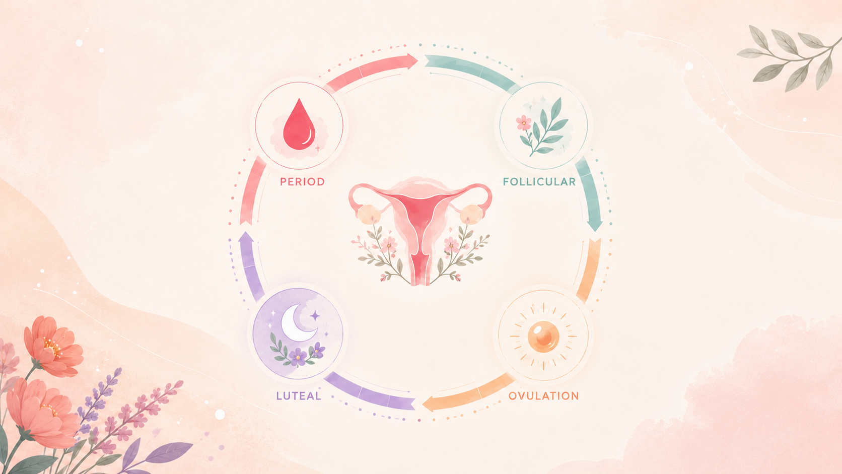 Illustration of menstrual cycle phases